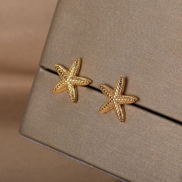 5/$25 Stainless Steel Star Fish Earring Studs - Picture 3 of 7